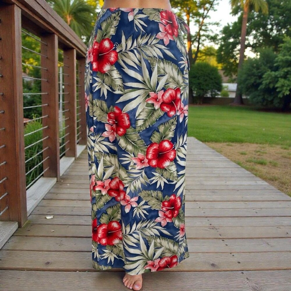 J Suzette Tropical Maxi Skirt Size 10 Hawaiian Beach‎ Vacation Floral Resortwear